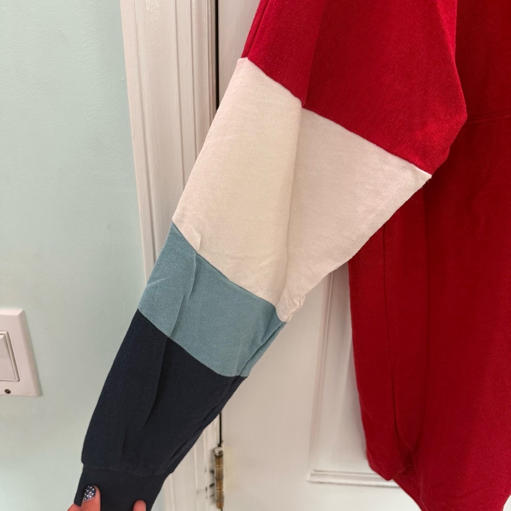 Victoria’s Secret PINK Colorblock Crewneck Sweatshirt – Red/White/Blue – Size M - Picture 2 of 4